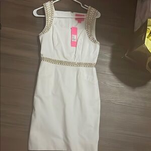 Lilly Pulitzer White Pleated Sheath Mini Dress